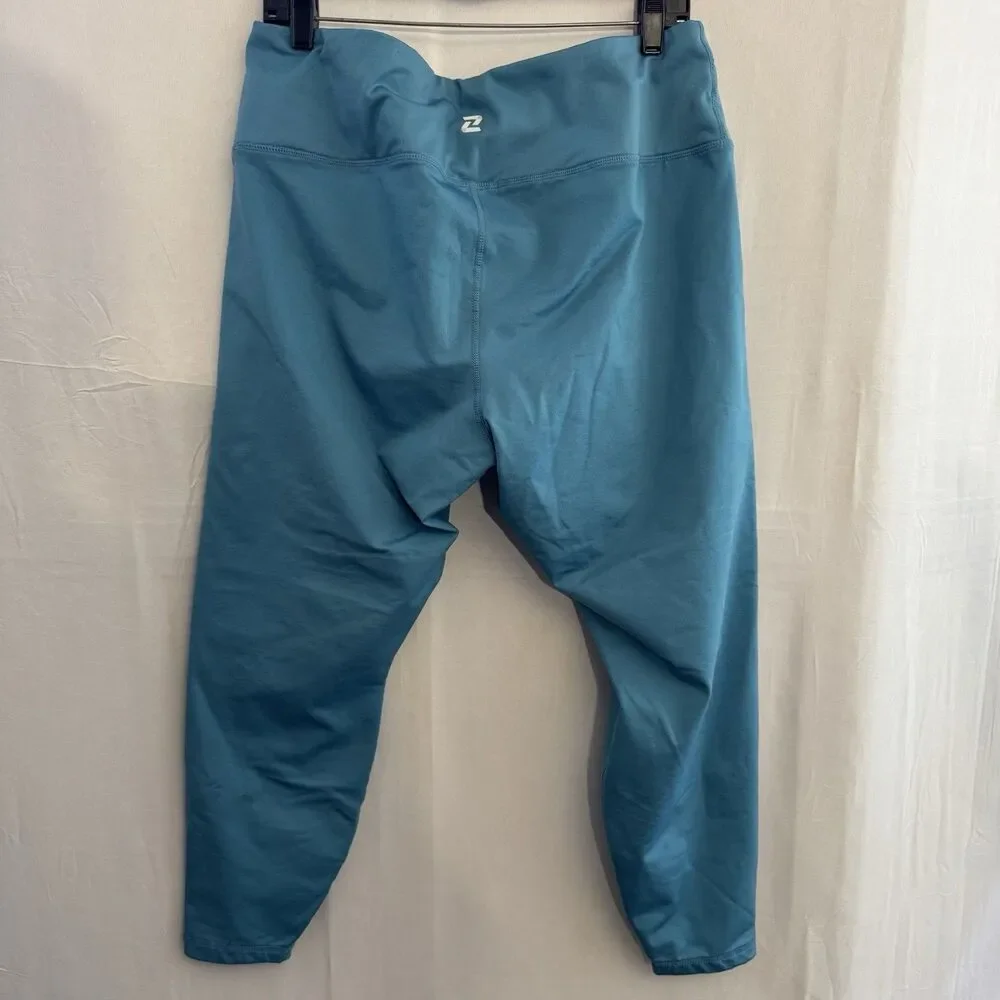 Plus Size Zelos Lined Leggings Womens 2X Blue High Rise Workout Activewear Gym